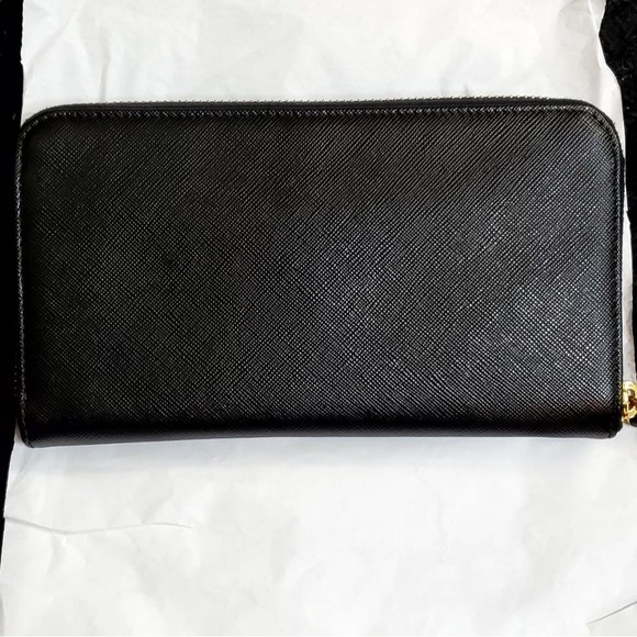 PRADA Saffiano Fiocco Long Zip Around Bow Wallet Nero Black - Picture 7 of 10